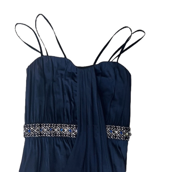 SIZE 2 Marc Bouwer navy blue double strap dress with row of gems. - Picture 2 of 4